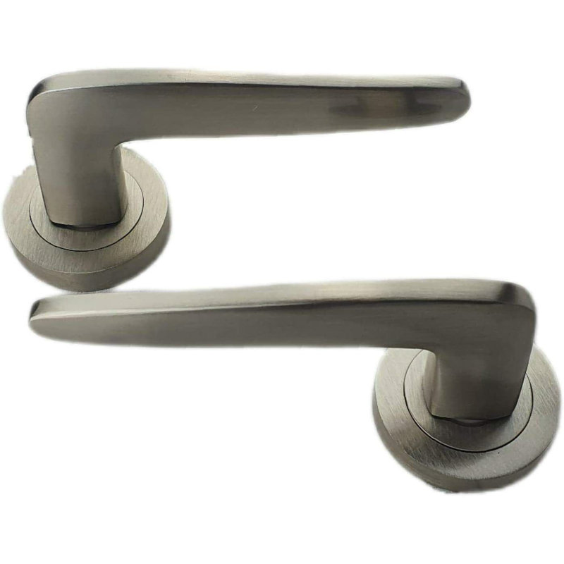  5 Pairs Venus Design Door Handles on Round Rose in Stainless Steel Finish with Latch and Hinges
