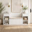 Banc de rangement tout-en-un avec coussin, compartiments, tiroirs et tablettes ouvertes, banc de rangement-1749570484