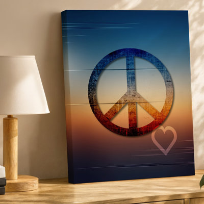 Canvas Create An Abstract Digital Artwork Featuring A Large Distressed Peace Wall Art Symbol Centered Against A Smooth Gradient Canvas Wall Art