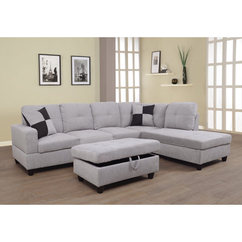 Crius 103.5" Upholstered L-Shape Sectional, Right Hand Facing, Off White