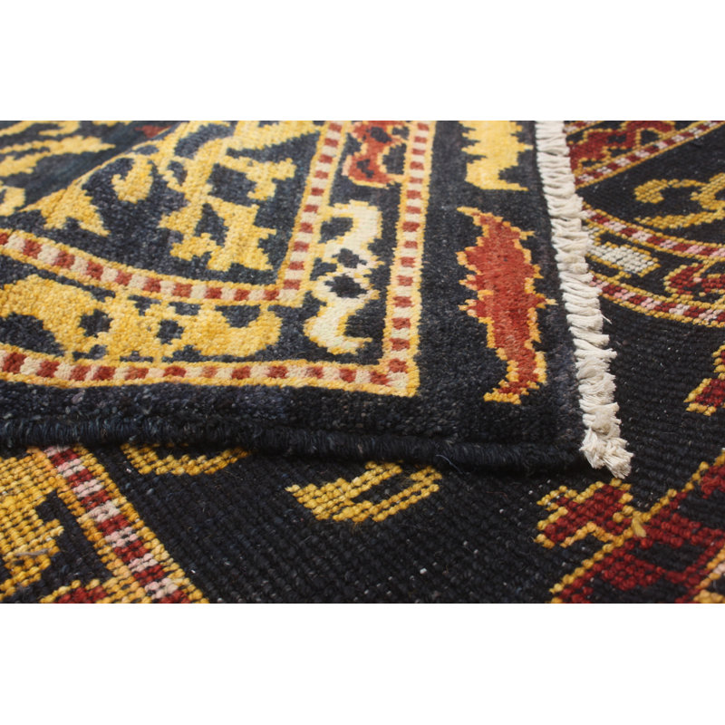 Tapis unique en laine noué à la main style bosses des années 2010 noir et brun 6 pi 6 po x 8 pi 9 po Laurius