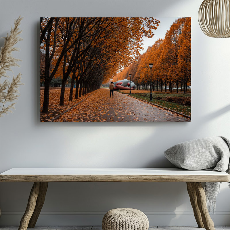 Toile, "Un parc serein, scène d'automne", H 9 po x l 12 po