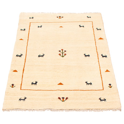 Tapis crème Kashkuli Gabbeh 3 pi 6 po x 6 pi 2 po