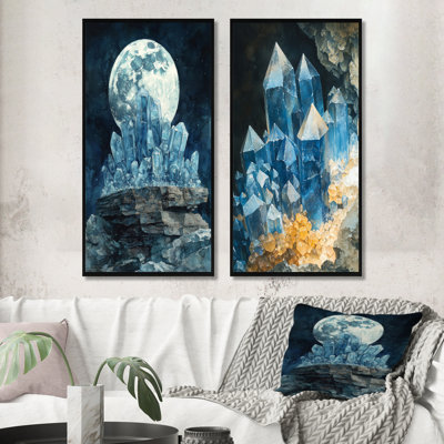 Cristaux et cristaux de pierre à la lune I - Collection d'art sur toile 2 panneaux