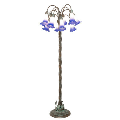 61" High Blue/White Tiffany Pond Lily 12 Light Floor Lamp
