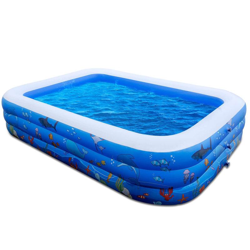 Plastic Rectangle Inflatable Pool 22'' H x 71'' W x 100'' L