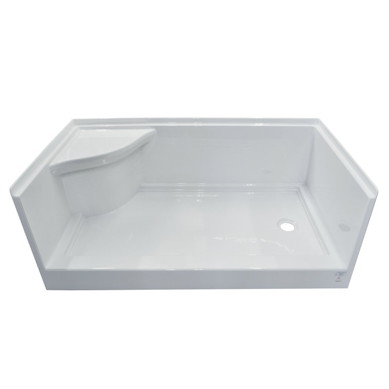 Base de douche à siège simple à seuil unique l 60 po x P 32 po Signature, Droite