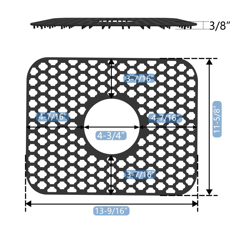 2 Pack Silicone Sink Protector Mats 13.16X11.8 Inch, Heat Resistant Non-Slip Sink Liners With Center Drain For Kitchen & Bathroom Sinks