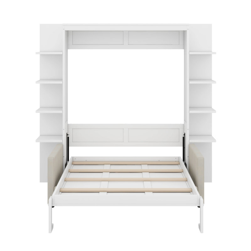 Grand lit escamotable avec canapé, Blanc