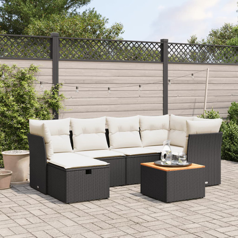 Ensemble de canapé de jardin Vidaxl noir, blanc crème