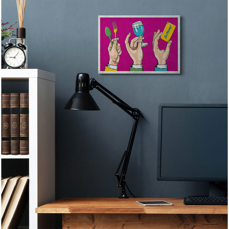 «Eat Drink Be Merry Neon Pink Comic Book Design» par Ester Kay, impression sur toile, Toile tendue