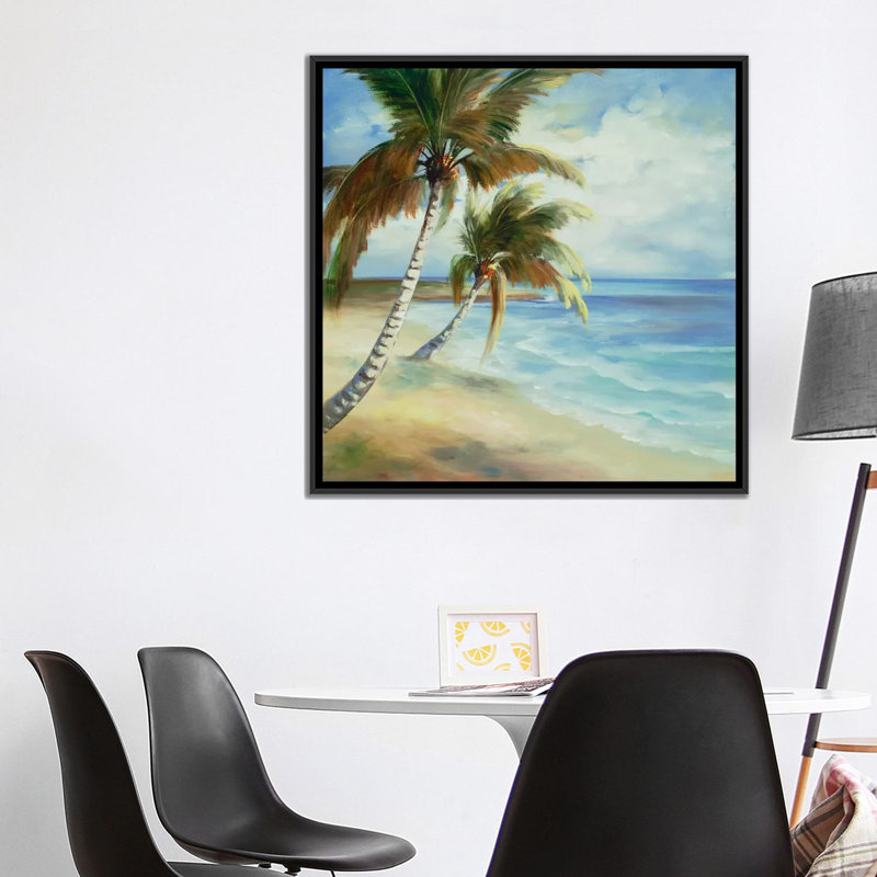 «Tropical V», reproduction sur toile, H 18 po x l 18 po x P 1,5 po, Toile avec cadre noir, Pas de tapis