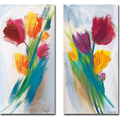 Bright Tulip Bunch I & II by Karen Lorena Parker - 2 Piece Wrapped Canvas Painting Print Set -  Red Barrel StudioÂ®, E6509FC263A14C418294375BD535E2E2