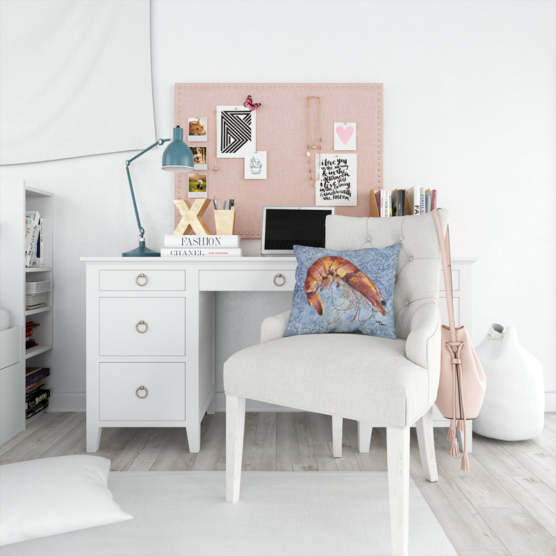 Housse et insert de coussin d'extérieur carré de crevette, Bleu