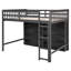Lit mezzanine de taille grise avec 8 tablettes de rangement et - peu encombrant pour les espaces de vie
