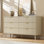 Commode double cannelée à 6 tiroirs pour chambre à coucher, commode moderne de 55,1 po avec tiroirs profonds, conception à profil courbé, organisateur de tiroir en bois pour le salon, le couloir, la chambre de bébé, le placard de couloir