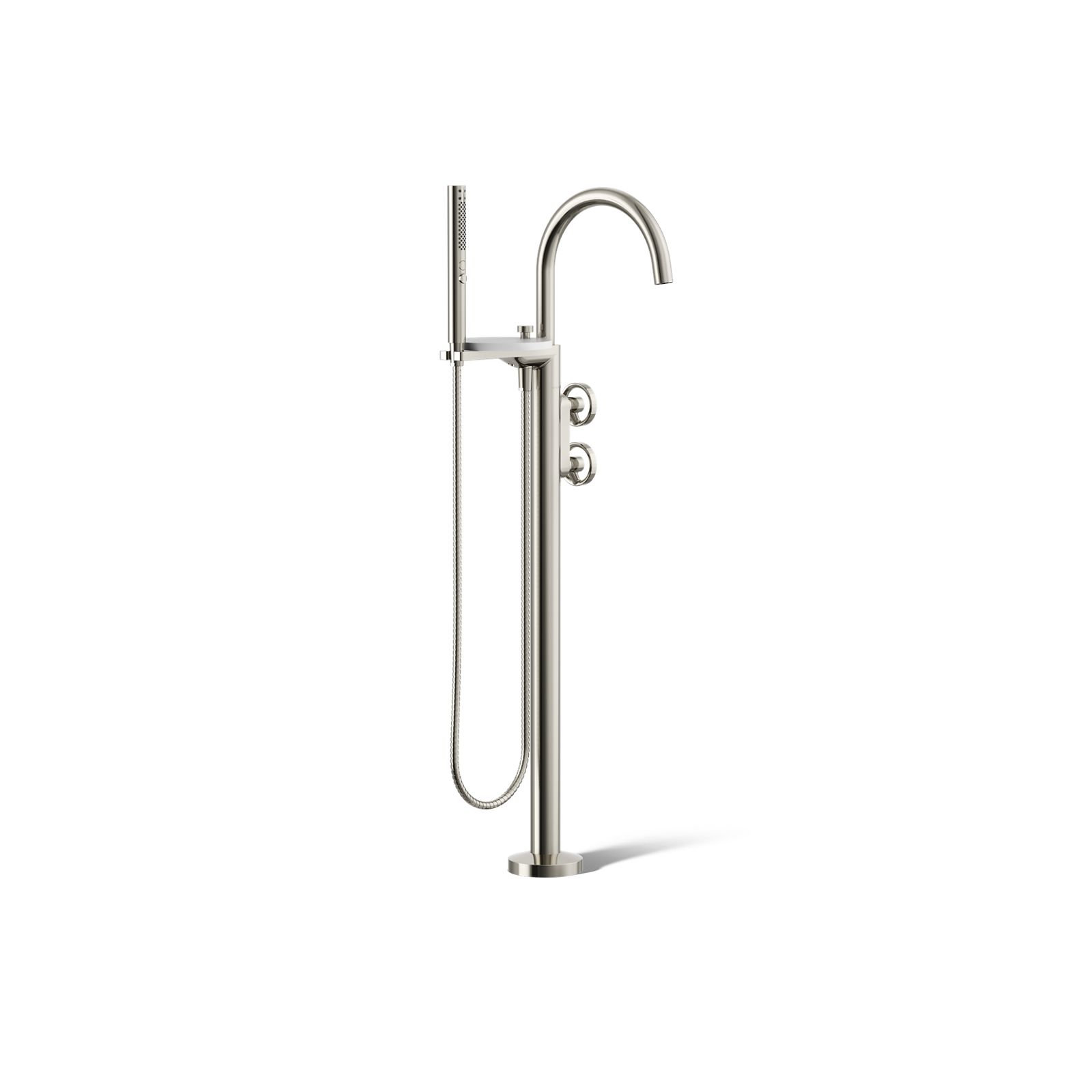 Components Floor-Mount Bath Filler Trim, Wheel Handle, Polished Nickel