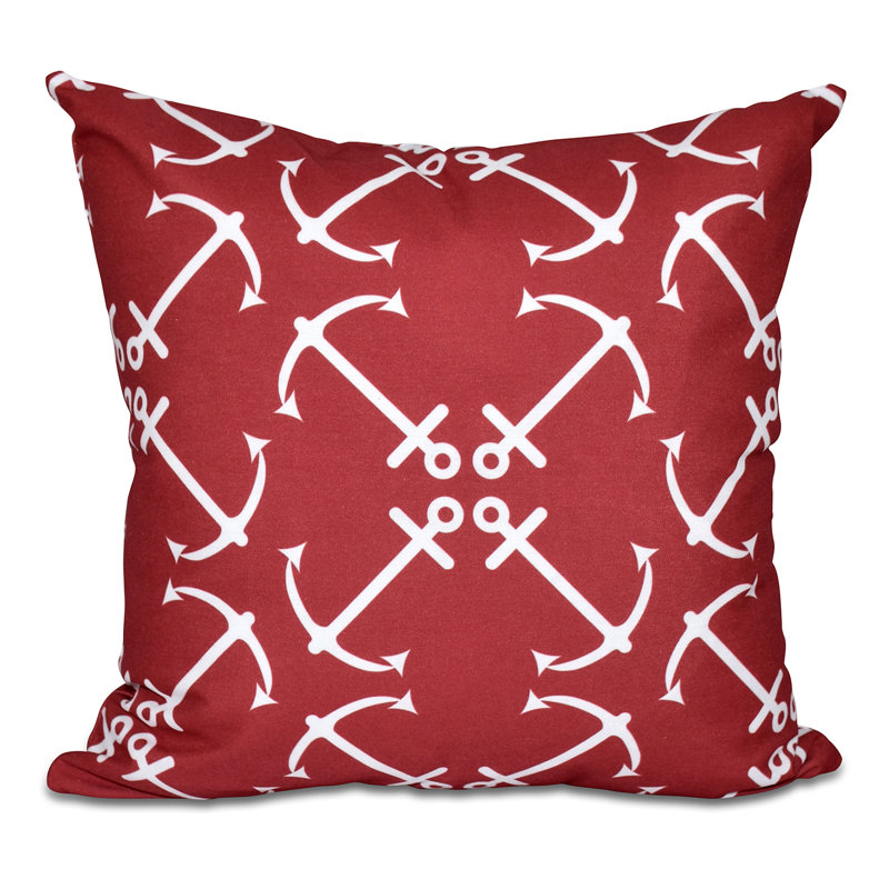 Anchor's Up Outdoor Square Pillow Cover & Insert, 26"H x 26"W, Cadet Blue