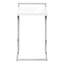 Table d'appoint, en forme de C, bout, côté, collation, salon, chambre à coucher, stratifié blanc brillant, métal chromé, contemporain, moderne-220939063-220939058