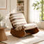 Chaise berçante confortable avec revêtement en tissu et structure en bois massif pour le salon et la chambre