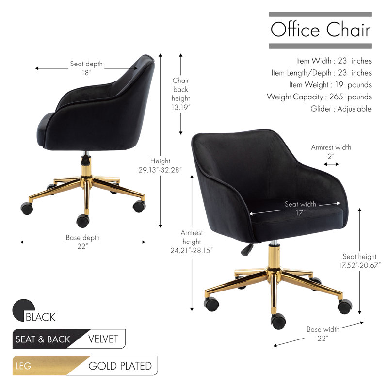 Chaise de travail Crick, Noir