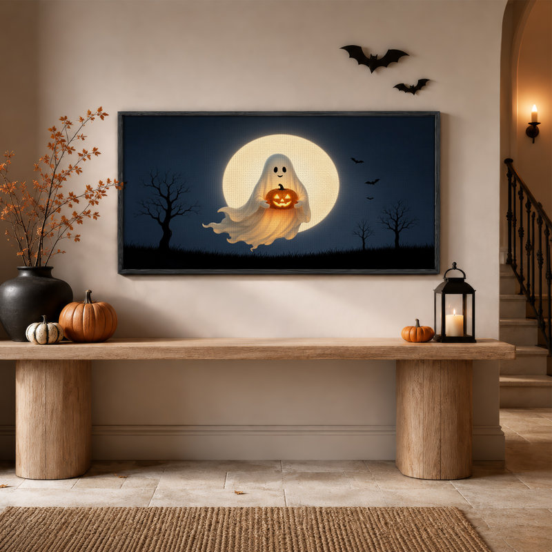 Art mural sur toile, "White Ghost", 58“W x 28”H
