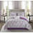 Lafael Purple/White Microfiber Reversible Traditional Comforter Set with Cotton Bed Sheets-655732855