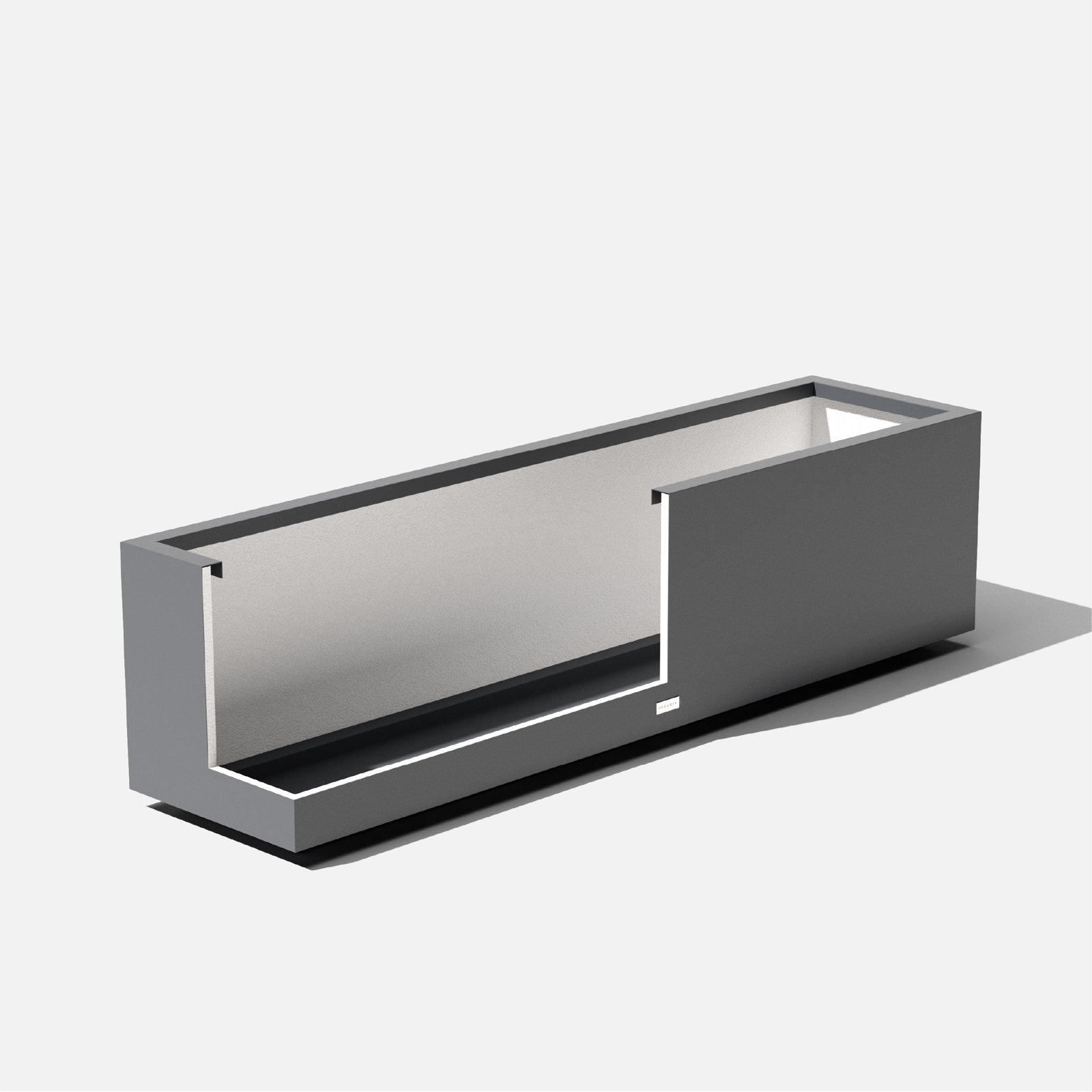 Metallic Series Planter Box, Gray, 16.25" H x 60" W x 15" D
