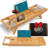  2 In 1 Bed And Bath Tray - Foldable Bamboo Bathtub Caddy With Adjustable Length, Non-Slip, Device Holder, Wine Glass Slot, Expandable For Comfortable Bathing (Folding, Soft Back, Gift Set)