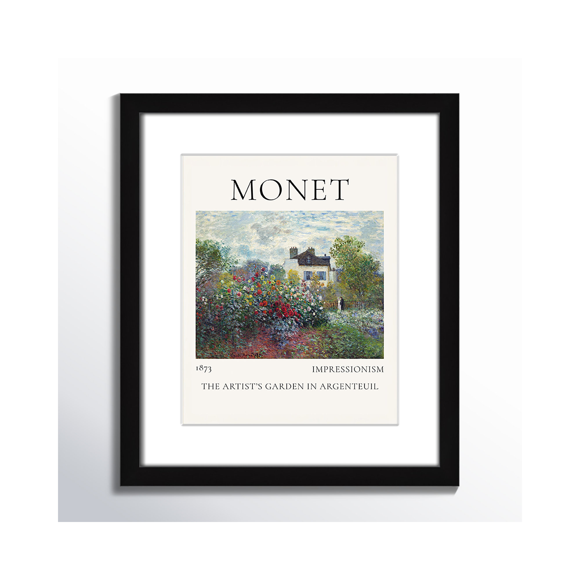 Artists Garden in Argenteuil Print by Claude Monet, 15" H x 13" W x 1.25" D, Yes, Black Single Picture Frame