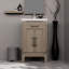 Meuble-lavabo simple en chêne gris avec comptoir en acrylique et miroir de 45,7 cm (18 po) – Nombreux rangements – Profondeur de 44,4 cm (17,49 po) – Double joint d’étanchéité et protection supplémentaire