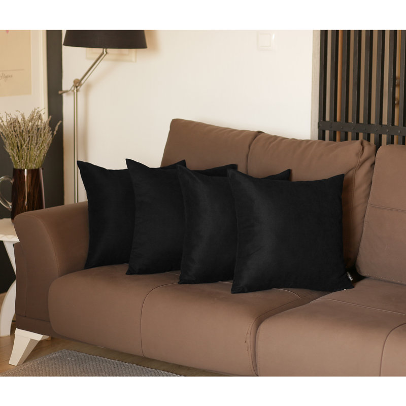 Black Polyester 22" x 22" Square Pillow Covers Set of 4