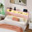 Berte Storage Upholstered Headboard With RGB LED Lights & Charging Station-114318247-114318248