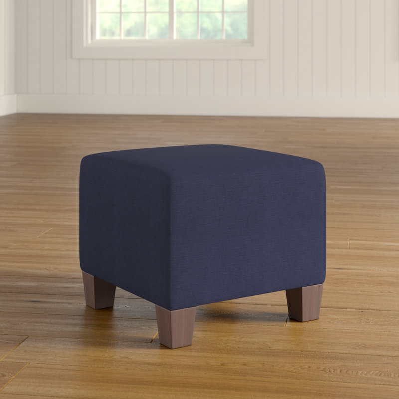 Connie Upholstered Ottoman, Classic Navy Linen