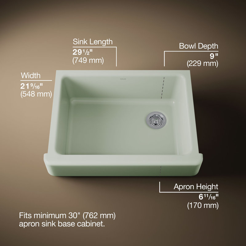 Whitehaven® 30" L x 22" W Farmhouse Kitchen Sink, Aspen Green