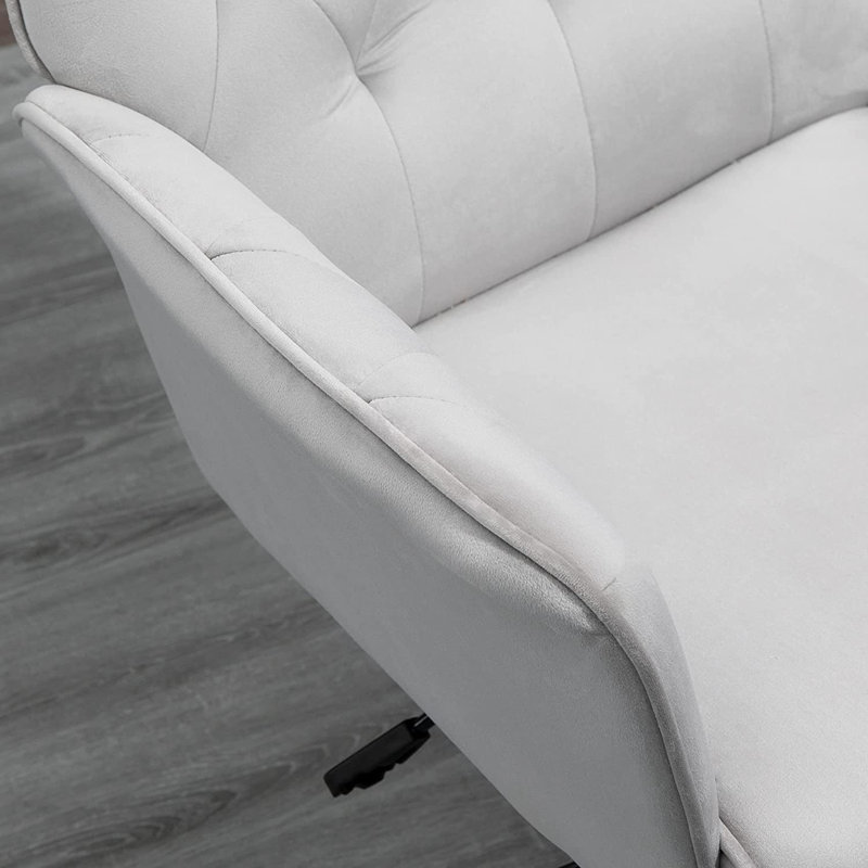 Farnum Velvet Office Chair, Light Grey