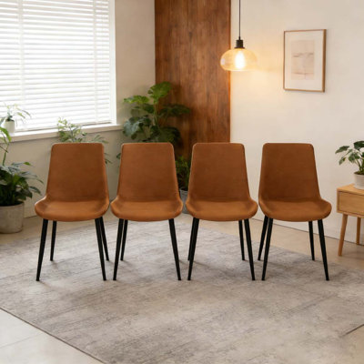 Ensemble de chaises de salle à manger, siège rembourré en similicuir et pieds robustes en métal