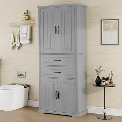 Storage Cabinet with Multi-Functional Storage Space for Kitchen/Bathroom/Dining Room/Living Room , 2 Drawers with Slide Rails, Adjustable Shelf