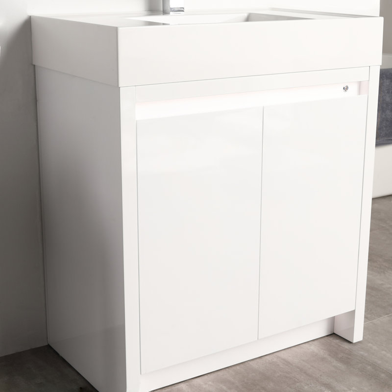 Meuble-lavabo autoportant avec lavabo 30 po Laxita, Blanc