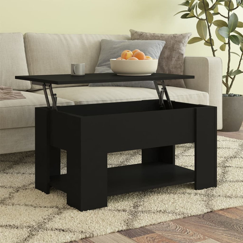 Andrewjames Manufactured Wood Frame Single Coffee Table with Storage, Black, 16.1" H x 31.1" W x 19.3" D