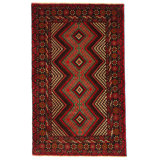 Afghan Baluch Wool Southwestern Area Rug in Red/Brown