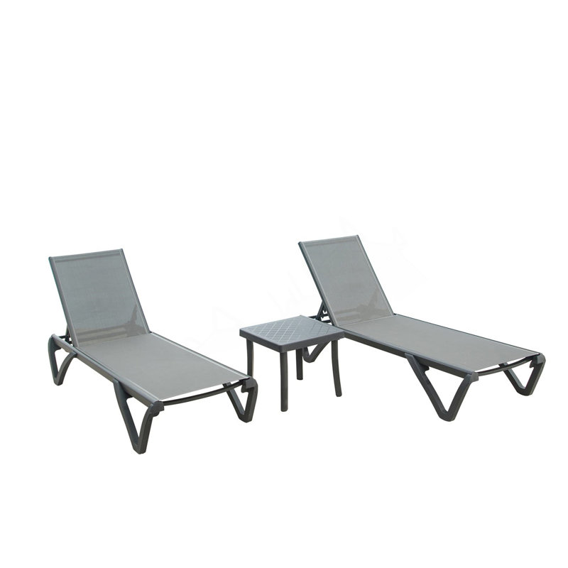 Ensemble de 3 chaises longues pour patio avec 5 positions réglables