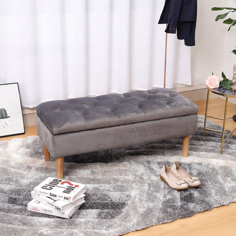 Velvet Upholstered Storage Bench