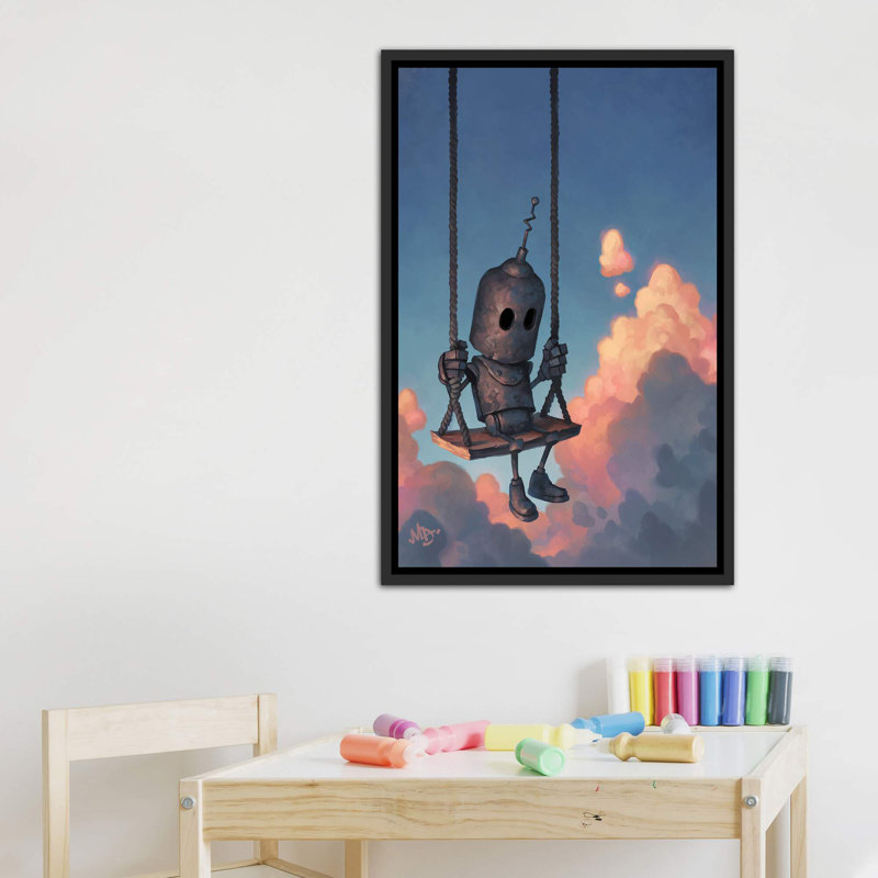 Décoration murale The The Météorologic Kids, Toile avec cadre noir patiné, H 40 po x l 26 po x P 1,5 po