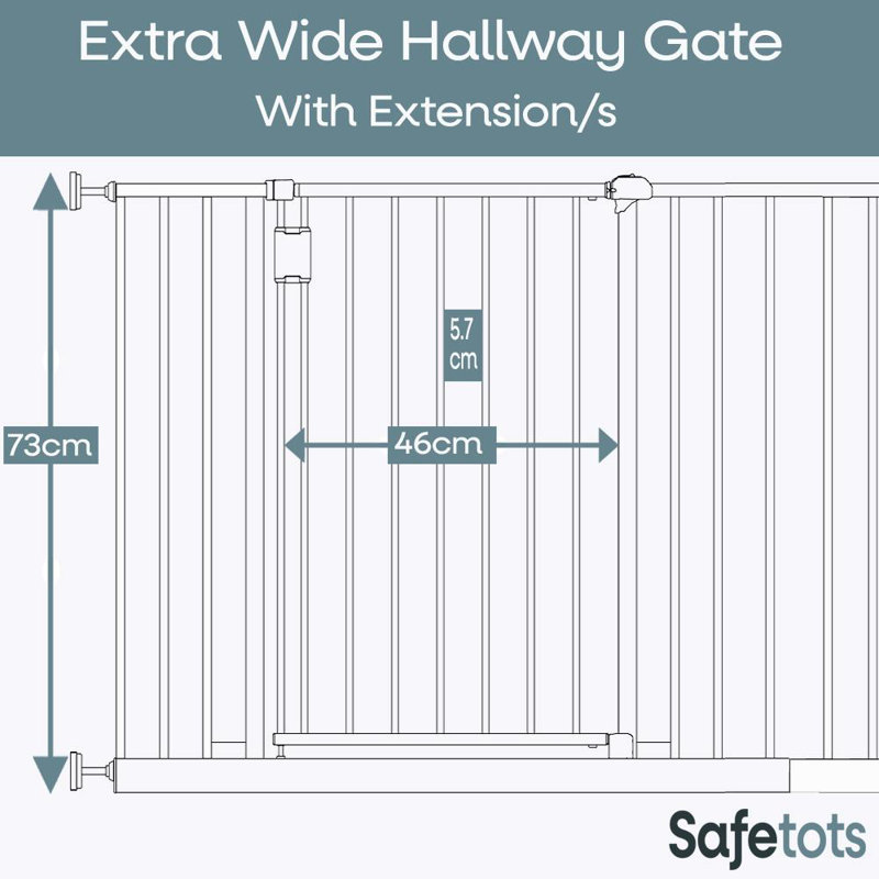 Atso Metal Pressure Mounted Pet Gate, Black, 109-115 cm