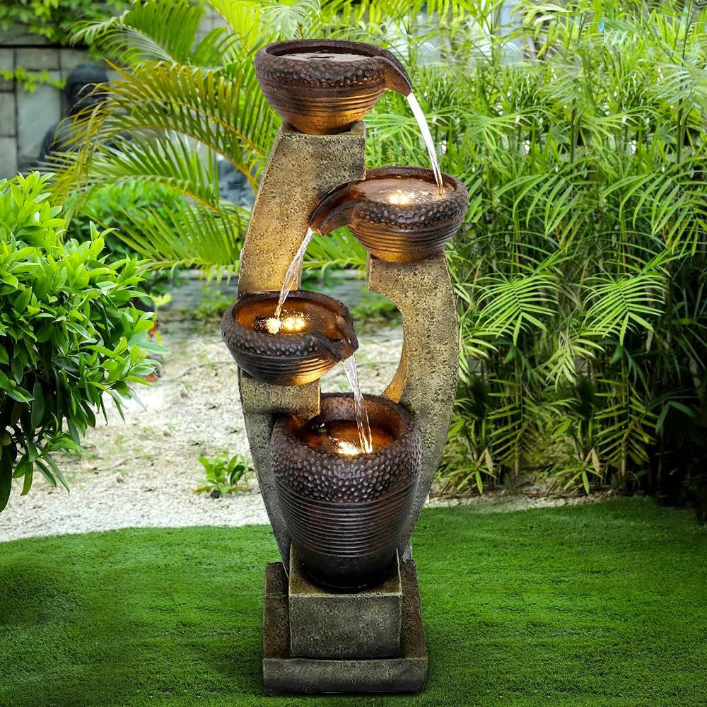 Millwood Pines Dayvid Weather Resistant Fountains Fountain with Light ...