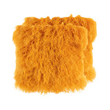 MONGOLIAN LAMB FUR PILLOW Solid Colour Wool Pillow Cover