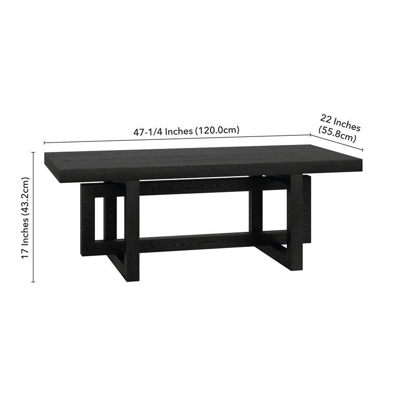 Cesily 47" Wide Rectangular Coffee Table, Black