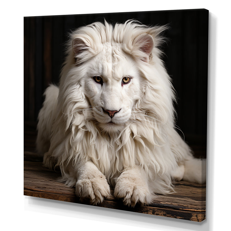 «Ivory King portrait Elegance - Lion», art mural encadré, H 16 po x l 16 po x P 1 po, Toile tendue