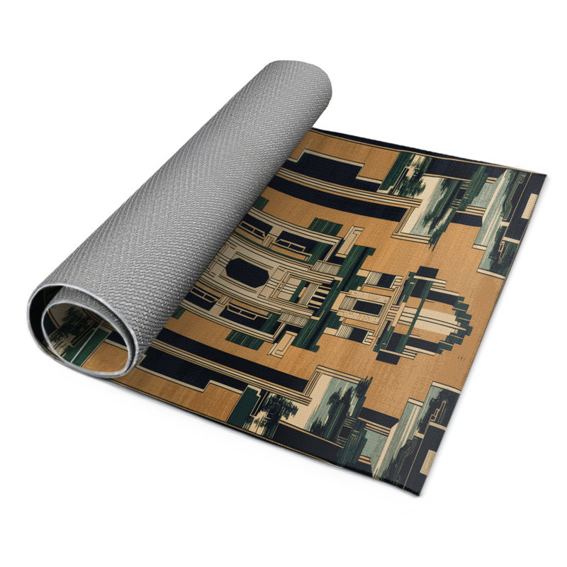 ArtDeco Brown Indoor and Outdoor Area Rug, Rectangle 5' x 7'